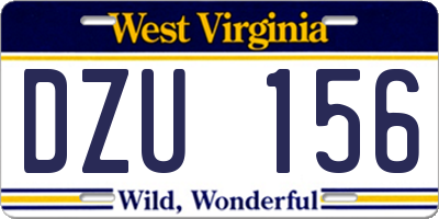 WV license plate DZU156