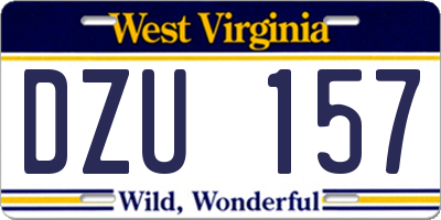 WV license plate DZU157