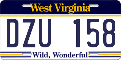 WV license plate DZU158