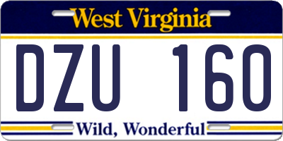 WV license plate DZU160