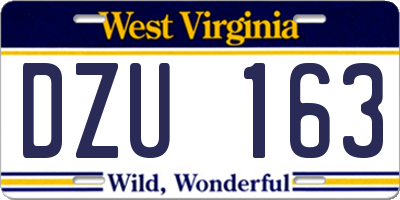 WV license plate DZU163