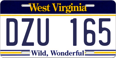 WV license plate DZU165