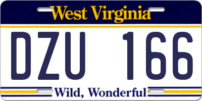 WV license plate DZU166