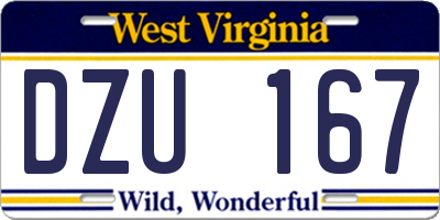 WV license plate DZU167