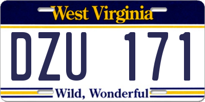 WV license plate DZU171