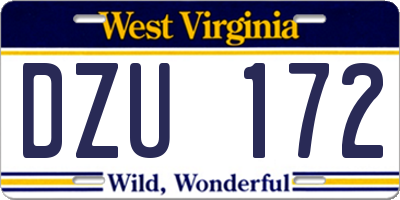 WV license plate DZU172