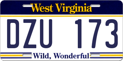 WV license plate DZU173