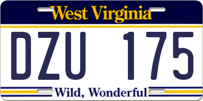 WV license plate DZU175