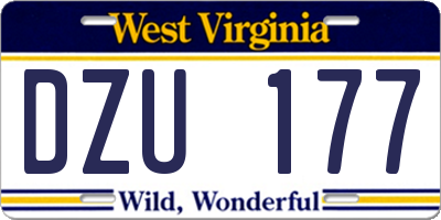 WV license plate DZU177