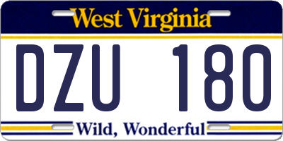 WV license plate DZU180