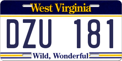 WV license plate DZU181