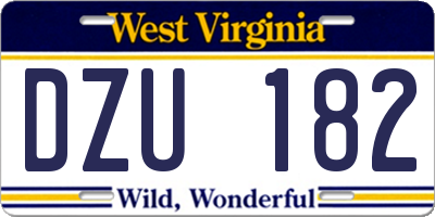 WV license plate DZU182