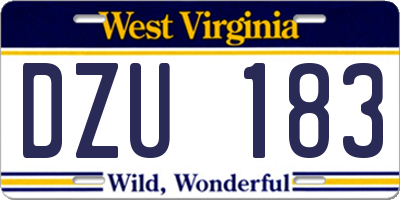 WV license plate DZU183