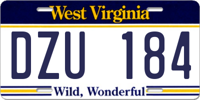 WV license plate DZU184