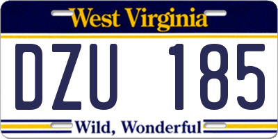 WV license plate DZU185