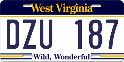 WV license plate DZU187