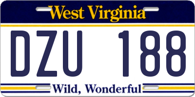 WV license plate DZU188