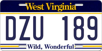 WV license plate DZU189