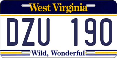 WV license plate DZU190