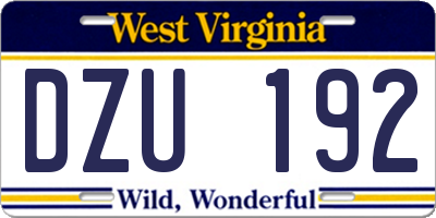 WV license plate DZU192