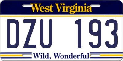 WV license plate DZU193