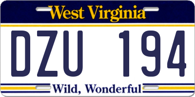 WV license plate DZU194