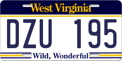 WV license plate DZU195