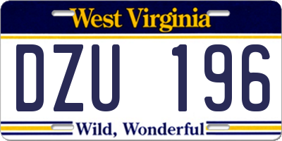 WV license plate DZU196