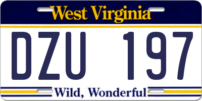 WV license plate DZU197