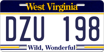 WV license plate DZU198