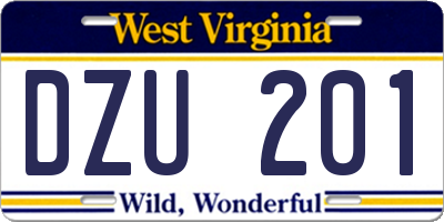 WV license plate DZU201