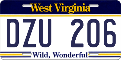 WV license plate DZU206