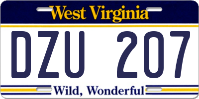 WV license plate DZU207