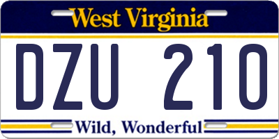 WV license plate DZU210