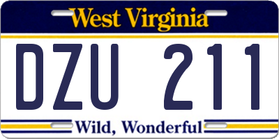 WV license plate DZU211