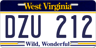 WV license plate DZU212