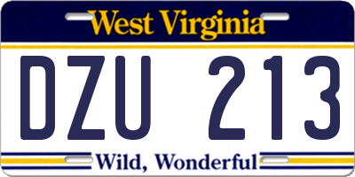 WV license plate DZU213