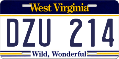 WV license plate DZU214