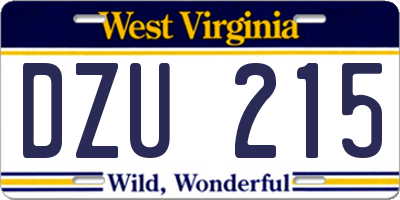 WV license plate DZU215