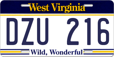 WV license plate DZU216