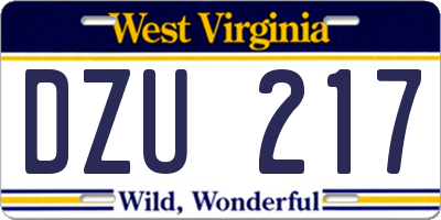 WV license plate DZU217