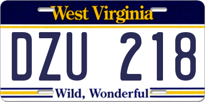 WV license plate DZU218