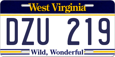 WV license plate DZU219