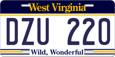 WV license plate DZU220