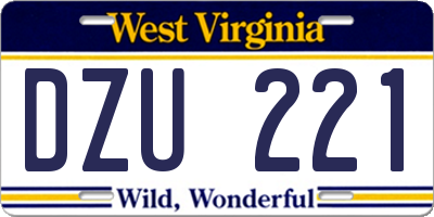 WV license plate DZU221