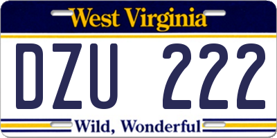 WV license plate DZU222