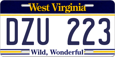 WV license plate DZU223