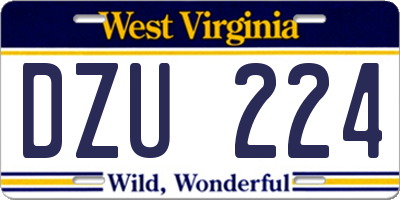 WV license plate DZU224