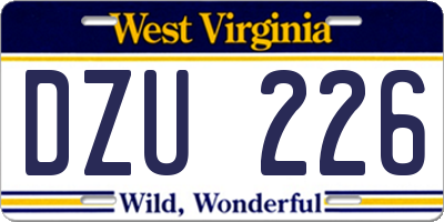 WV license plate DZU226