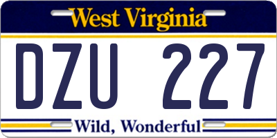 WV license plate DZU227